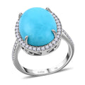 ILIANA 7.00 ctw AAA Natural Arizona Sleeping Beauty Turquoise and Diamond G-H SI Halo Ring in 18K White Gold 5.70 Grams - Sticky add to cart bar