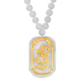 24K Yellow Gold Natural Jade phoenix Dragon Pendant With Beaded Necklace 28 Inches 520.00 ctw - Sticky add to cart bar