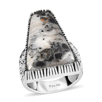 Artisan Crafted White Buffalo Ring in Sterling Silver (Size 10.0) 20.55 ctw