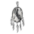 Artisan Crafted White Buffalo Feather Pendant in Sterling Silver 35.50 ctw - Sticky add to cart bar