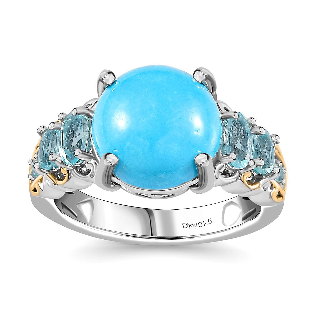Sleeping Beauty Turquoise, Betroka Blue Apatite Ring in Vermeil YG and Platinum Over Sterling Silver (Size 10.0) 5.30 ctw