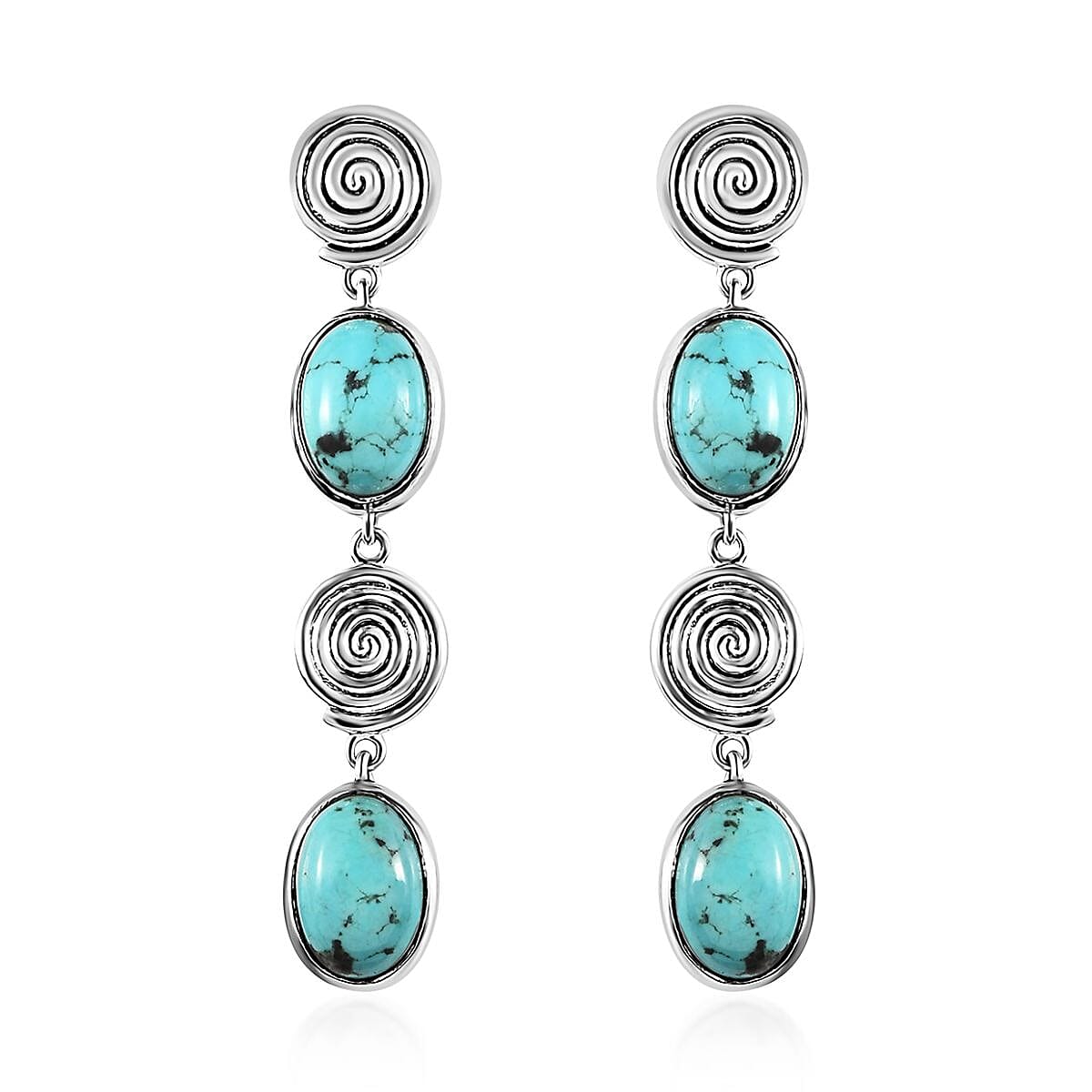 Artisan Crafted Sierra Nevada Turquoise Dangle Earrings in Sterling Silver 8.35 ctw
