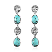 Artisan Crafted Sierra Nevada Turquoise Dangle Earrings in Sterling Silver 8.35 ctw