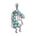 Artisan Crafted Sierra Nevada Turquoise and White Buffalo Kokopelli Pendant in Sterling Silver 6.00 ctw - Sticky add to cart bar