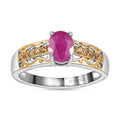Premium Montepuez Ruby, Yellow Sapphire Ring in Vermeil YG and Platinum Over Sterling Silver (Size 7.0) 1.30 ctw - Sticky add to cart bar