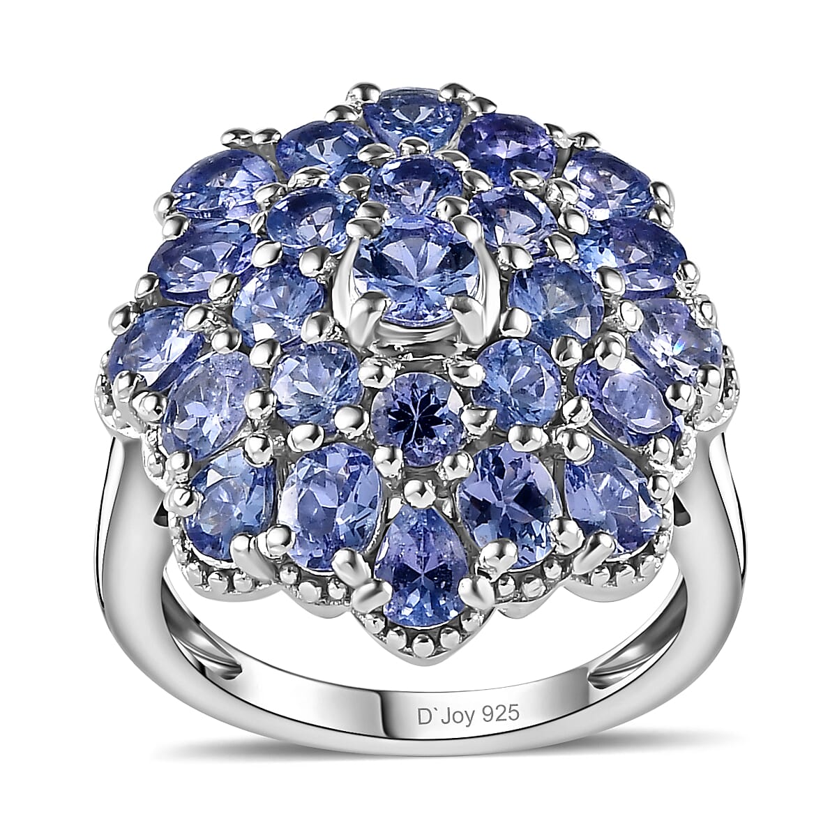 Tanzanite Ring in Platinum Over Sterling Silver (Size 10.0) 3.75 ctw