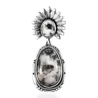 Artisan Crafted White Buffalo Sun Face Kachina Pendant in Sterling Silver 11.60 ctw