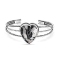 Artisan Crafted White Buffalo 21.40 ctw Heart Shape Cuff Bracelet in Sterling Silver - Sticky add to cart bar