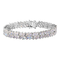Premium Rainbow Moonstone 2 Row Bracelet in Platinum Over Sterling Silver (7.25 In) 18.40 ctw