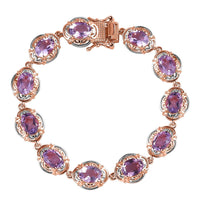 Premium Rose De France Amethyst Bracelet in Vermeil RG and Platinum Over Sterling Silver (6.50 In) 14.65 ctw