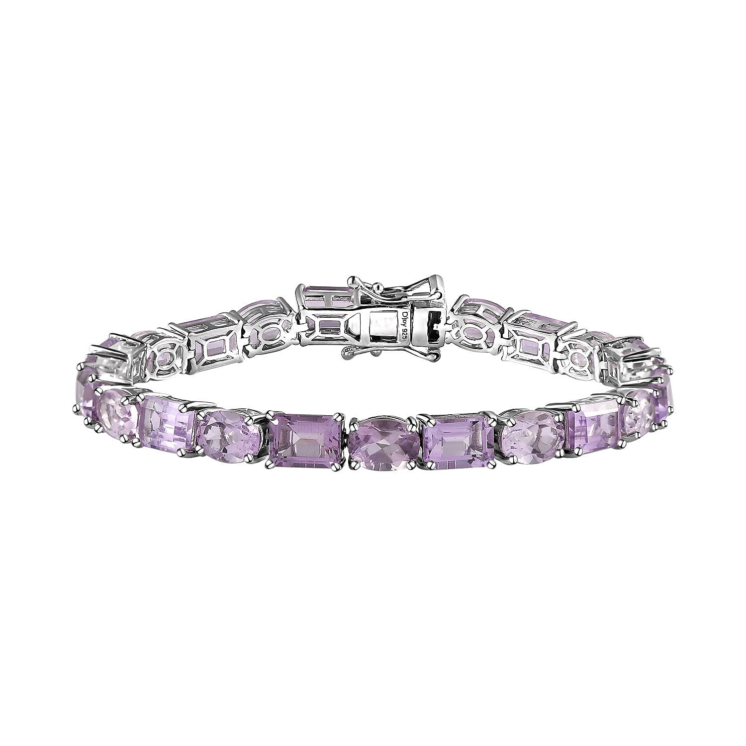 Rose De France Amethyst Tennis Bracelet in Platinum Over Sterling Silver (6.50 In) 19.00 ctw
