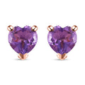 D'Joy Rose De France Amethyst Heart Stud Earrings in Vermeil Rose Gold Over Sterling Silver 1.50 ctw - Sticky add to cart bar