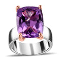 Rose De France Amethyst Solitaire Ring in Vermeil Rose Gold and Platinum Over Sterling Silver (Size 10.0) 10.00 ctw - Sticky add to cart bar