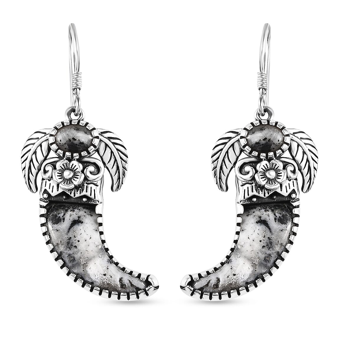 Artisan Crafted White Buffalo 23.25 ctw Bear Claw Earrings in Sterling Silver