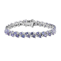 Tanzanite and Moissanite Bracelet in Platinum Over Sterling Silver (6.50 In) 10.60 ctw