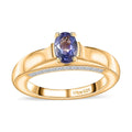 Tanzanite and White Zircon Ring in Vermeil Yellow Gold Over Sterling Silver 1.20 ctw - Sticky add to cart bar