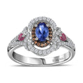 AAA Tanzanite and Multi Gemstone Ring in Platinum Over Sterling Silver (Size 10.0) 1.15 ctw - Sticky add to cart bar