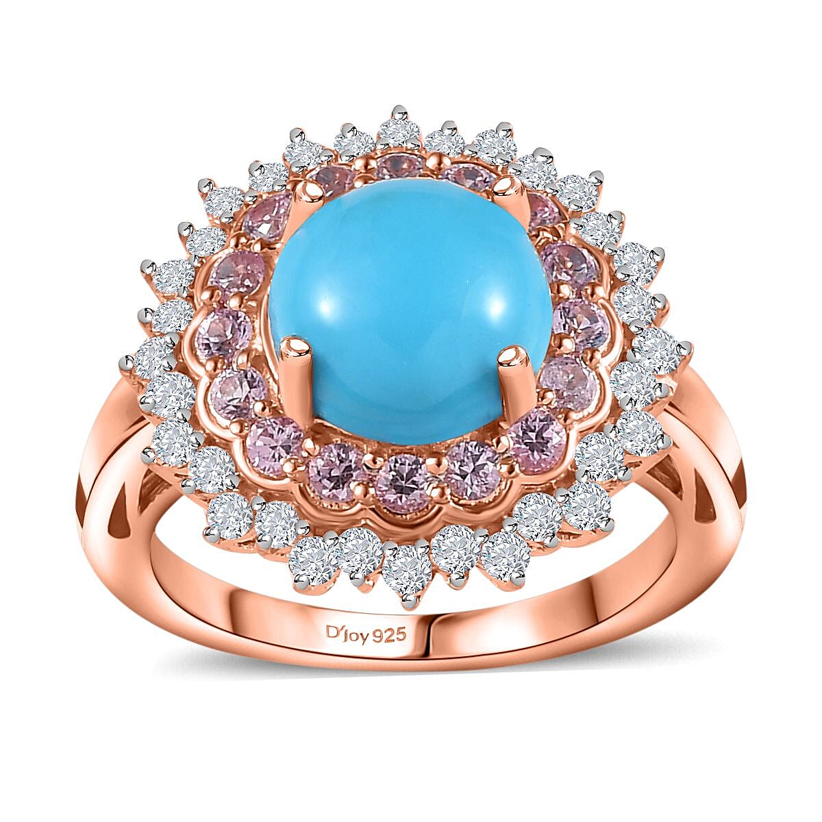 Sleeping Beauty Turquoise, Multi Gemstone Ring in Vermeil RG Over Sterling Silver (Size 10.0) 3.70 ctw