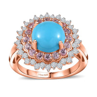 Sleeping Beauty Turquoise, Multi Gemstone Ring in Vermeil RG Over Sterling Silver (Size 10.0) 3.70 ctw