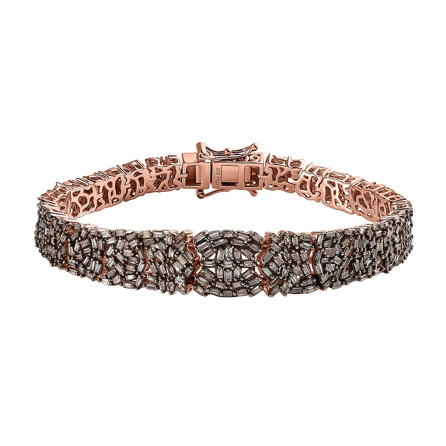 Natural Champagne Diamond 5.00 ctw Bracelet in 18K Vermeil Rose Gold Over Sterling Silver (7.25 In)