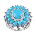 Sleeping Beauty Turquoise, Multi Gemstone Cocktail Ring in Platinum Over Sterling Silver (Size 10.0) 8.60 ctw - Sticky add to cart bar