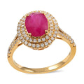 Certified & Appraised ILIANA 18K Yellow Gold AAA Ruby and G-H SI Diamond Ring 4.60 Grams 2.85 ctw - Sticky add to cart bar