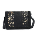Black and Mustard Genuine Leather Hair On Crossbody Bag (8"x2.5"x5") - Sticky add to cart bar