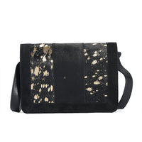 Black and Mustard Genuine Leather Hair On Crossbody Bag (8"x2.5"x5")