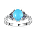 Sleeping Beauty Turquoise and Multi Gemstone Ring in Platinum Over Sterling Silver (Size 10.0) 2.00 ctw - Sticky add to cart bar