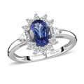 AAA Tanzanite and Moissanite Ring in Platinum Over Sterling Silver (Size 6.0) 1.50 ctw - Sticky add to cart bar