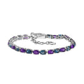 African Amethyst, London Blue Topaz and Moissanite 11.85 ctw Bracelet in Platinum Over Sterling Silver (6.50-8.0In) - Sticky add to cart bar