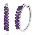 African Amethyst Hoop Earrings in Platinum Over Sterling Silver 3.60 ctw - Sticky add to cart bar