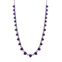 D'Joy African Amethyst and White Zircon Necklace 18 Inches in Platinum Over Sterling Silver 21.40 ctw