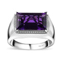 African Amethyst Men's Ring in Platinum Over Sterling Silver (Size 10.0) 9.35 ctw - Sticky add to cart bar