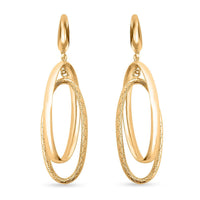 Italian 10K Yellow Gold Oval Drop Lever Back Earrings 3.40 Grams