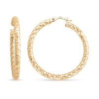 Italian 10K Yellow Gold Fancy Hoop Earrings 2.50 Grams