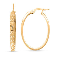 Italian 10K Yellow Gold Oval Hoop Earrings 1.70 Grams