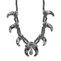 Artisan Crafted White Buffalo Bear Claw Squash Blossom Necklace 18-20 Inches in Black Oxidized Sterling Silver 101.90 ctw - Sticky add to cart bar