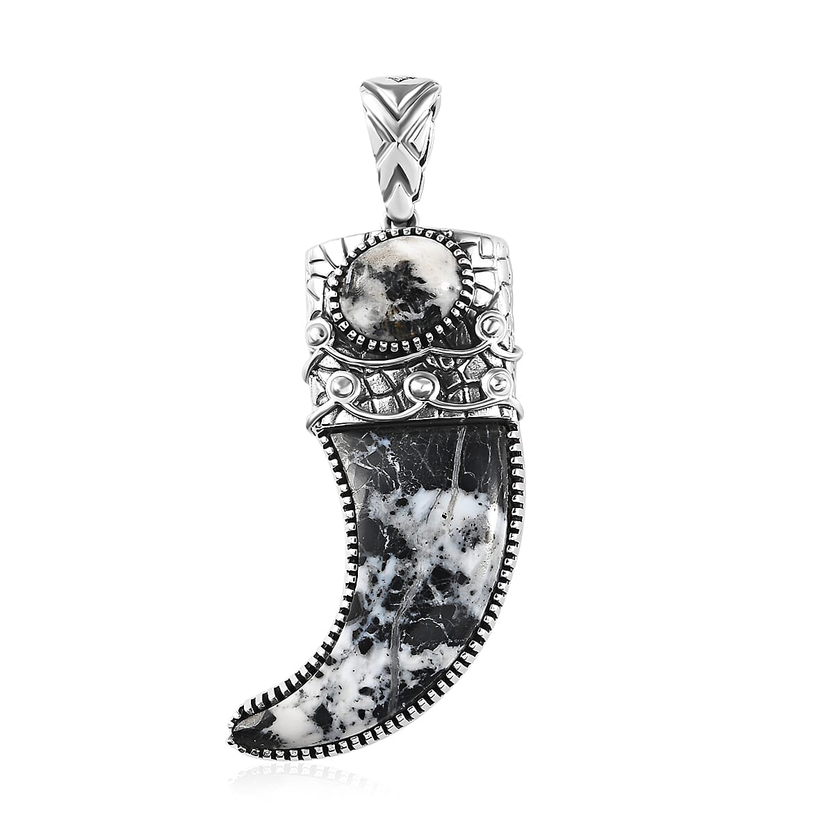 Artisan Crafted White Buffalo Bear Claw Men's Pendant without Chain in Sterling Silver 21.25 ctw