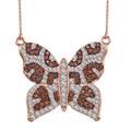 GP Trionfo Collection White and Brown Zircon Butterfly Necklace 18-20 Inches in Vermeil Rose Gold Over Sterling Silver 3.50 ctw - Sticky add to cart bar