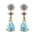 Larimar and Multi Gemstone Drop Earrings in Vermeil Yellow Gold Over Sterling Silver 4.00 ctw - Sticky add to cart bar