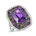 African Amethyst and Multi Gemstone Ring in Platinum Over Sterling Silver (Size 10.0) 14.15 ctw - Sticky add to cart bar