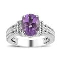 Karis Rose De France Amethyst Solitaire Ring in Platinum Bond (Size 10.0) 1.70 ctw - Sticky add to cart bar