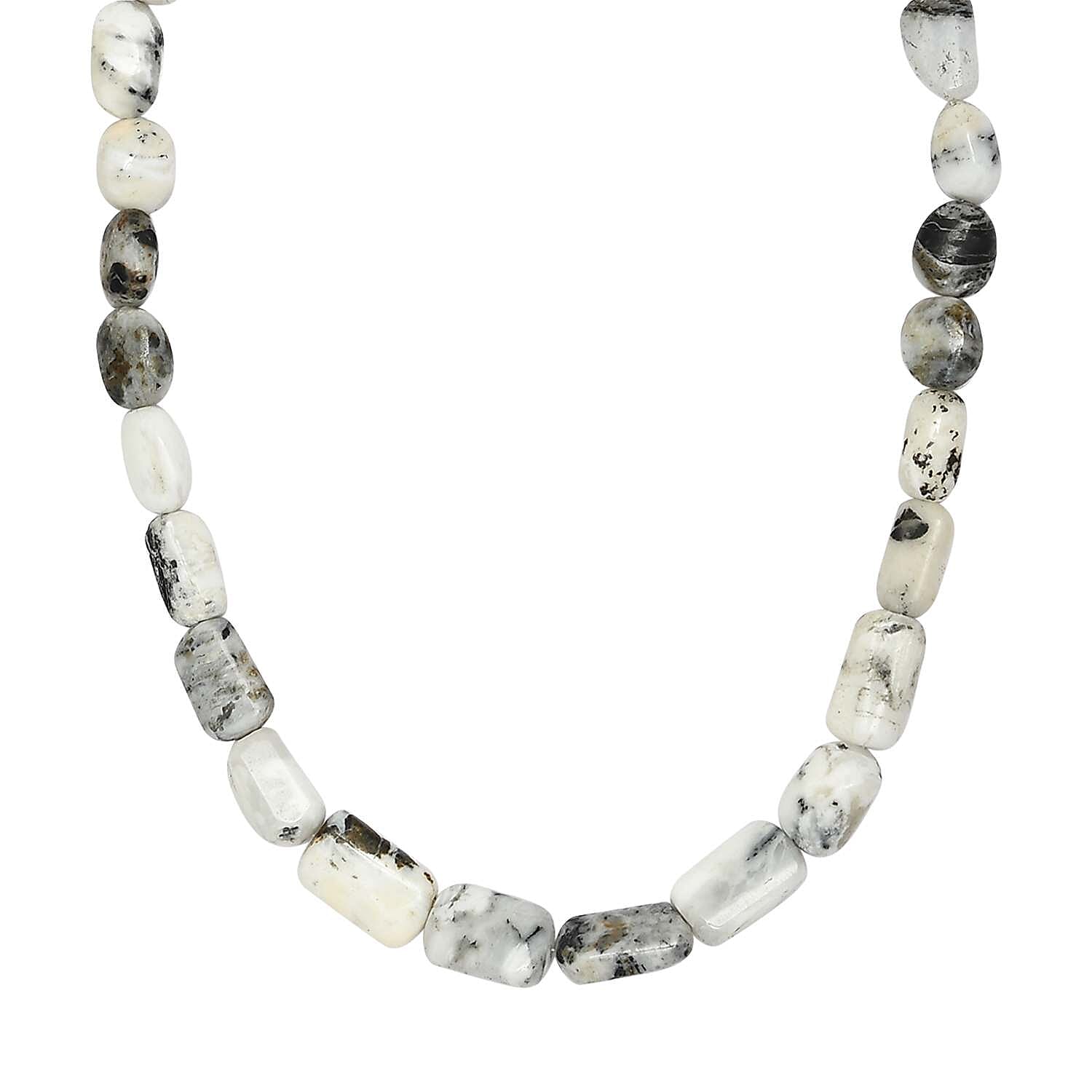 Artisan Crafted White Buffalo Necklace 18-20 Inches in Rhodium Over Sterling Silver 176.00 ctw