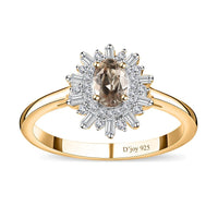 AAA Turkizite, White Zircon Ring in Vermeil YG Over Sterling Silver (Size 10.0) 1.00 ctw