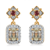 AAA Turkizite and Multi Gemstone Dangle Earrings in Vermeil Yellow Gold Over Sterling Silver 1.60 ctw