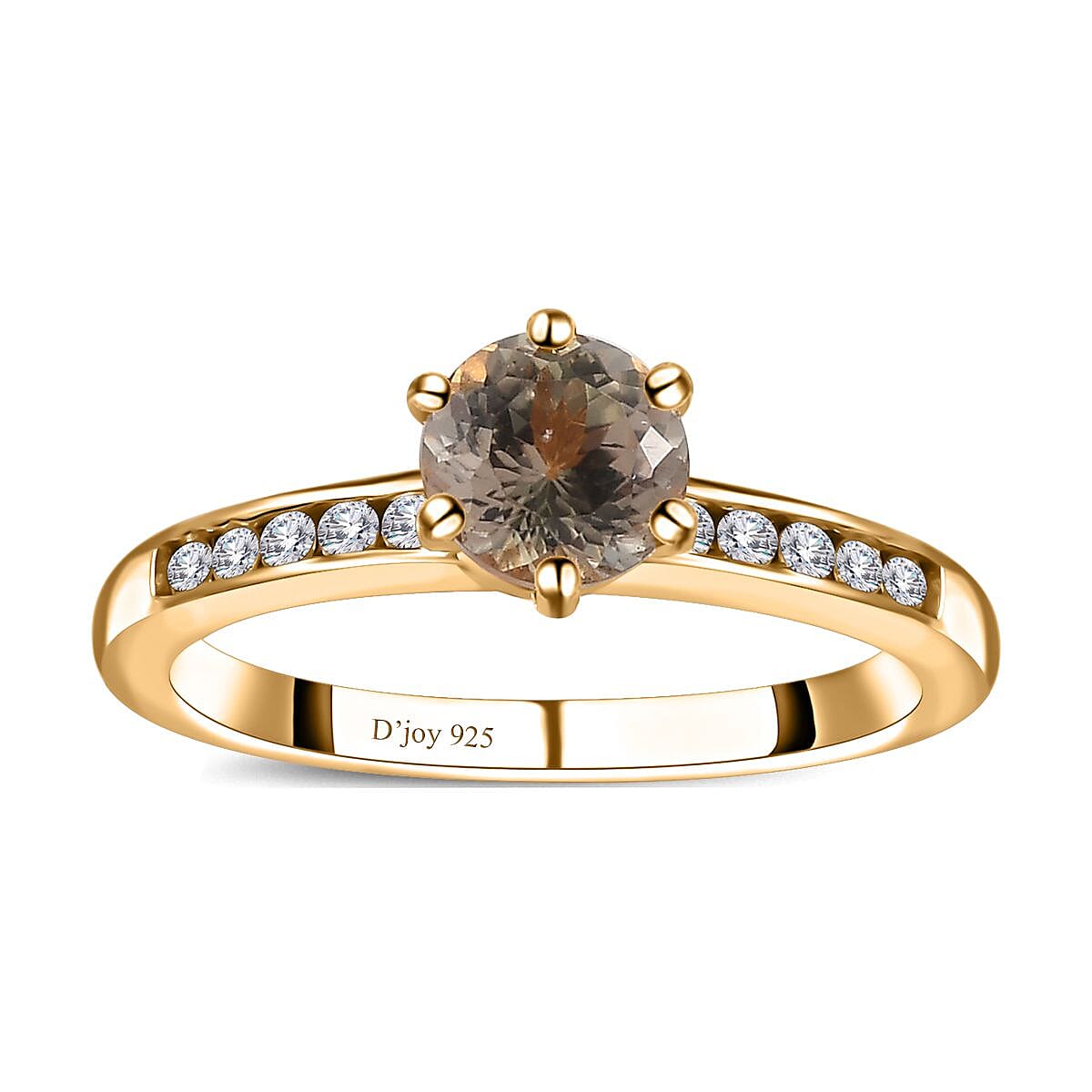 AAA Turkizite, Moissanite Ring in Vermeil YG Over Sterling Silver (Size 6.0) 1.25 ctw