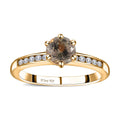 AAA Turkizite, Moissanite Ring in Vermeil YG Over Sterling Silver (Size 6.0) 1.25 ctw - Sticky add to cart bar