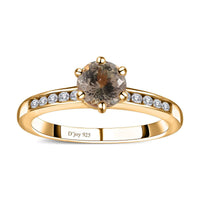 AAA Turkizite, Moissanite Ring in Vermeil YG Over Sterling Silver (Size 6.0) 1.25 ctw