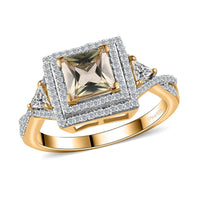 AAA Turkizite, White Zircon Ring in Vermeil YG Over Sterling Silver (Size 6.0) 1.90 ctw